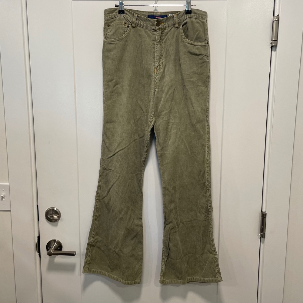Maui Girl Corduroy Pants Sage Green Wide Leg Cotton Trousers Size 10 RN 54867